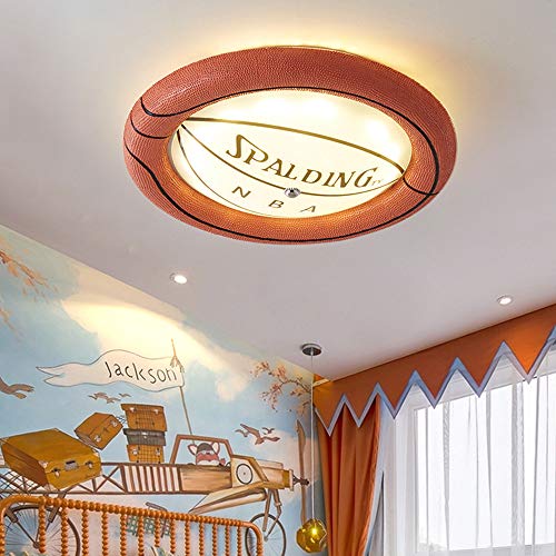 LAKIQ Boys Room LED Flush Mount Light Fixture Resin and Glass Creative Basketball Shape Modern Close to Ceiling LED Lighting for Kid’s Room Boys Bedroom Kindergarten (White Light)