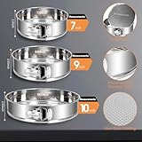 Stainless Steel Springform Pan Set,7" 9" 10" Nonstick Leakproof Baking Cake Pan Set,Round Bakeware Cheesecake Pan with Removable Bottoms and 20pcs Parchment Paper Liners for Instant Pot and Oven