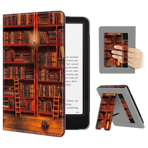 Fintie Case for 7"/6.8" Kindle Paperwhite(12th/11th Generation-2024/2021) and Kindle Colorsoft Signature Edition -Slim Foldable Stand Cover Auto Wake/Sleep for Paperwhite 2024, Library