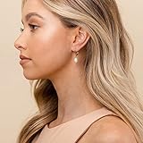 PAVOI 14K Yellow Gold Plated Freshwater Cultured Pearl Earrings Leverback Dangle Studs - Handpicked AAA Quality 9mm