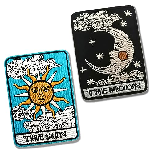 CHBROS Sun and Moon Patches, Funny Embroidered Patches, Sew on or Iron on Patches Applique for Clothes, Jackets, T-Shirt, Backpacks…