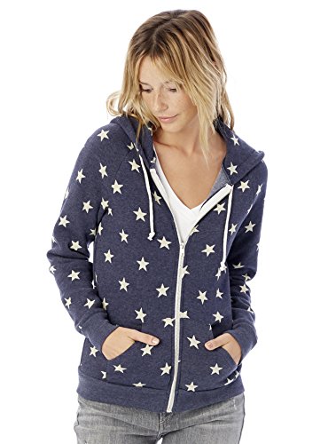Alternative Women's Adrian Printed Eco-Fleece Zip Hoodie, Stars, Large