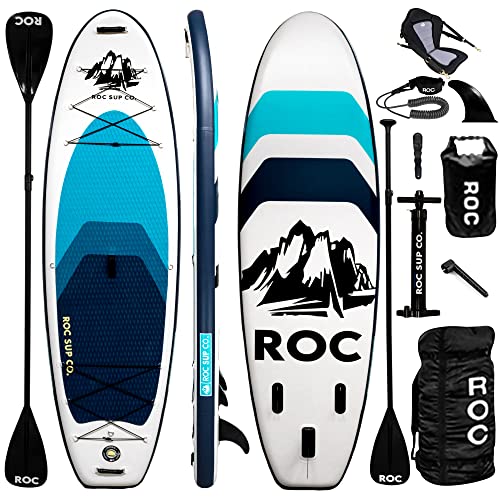 Roc Inflatable Stand Up Paddle Boards with Premium SUP Paddle Board Accessories, Wide Stable Design, Non-Slip Comfort Deck for Youth & Adults (Royal W Kayak Seat)