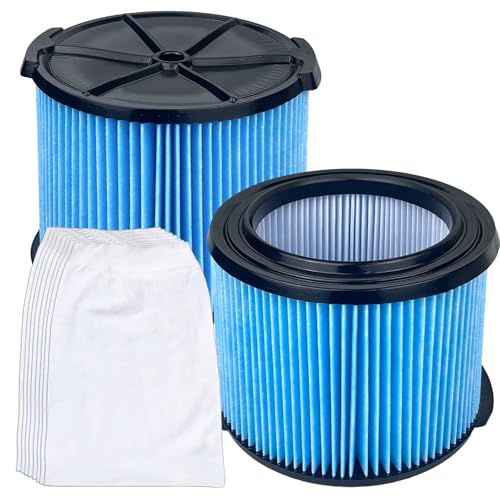 Zibopon VF3500 Shop Vac Filters Compatible with Ridgid 3-4.5 Gallon Wet/Dry Vacuum, 3-Layer Fine Dust Filter, 2 Pack