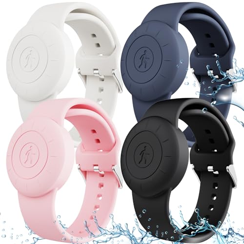 HLHGR Waterproof AirTag Bracelet for Kids, Airtag Wristband,Airtag Watch for Kids Hidden Soft Silicone Lightweight GPS Tracker Holder for Apple AirTag