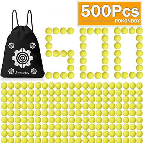 POKONBOY Upgraded 500-Round Balls Refill Pack Compatible with Nerf Rival Apollo, Zeus, Atlas and Artemis Blasters (Storage Bag Included)