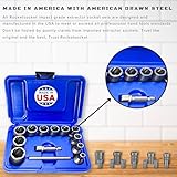 13 Piece Bolt Extractor Set | Made in USA Turbo Sockets for Stripped, Rounded, Frozen Bolts & Nuts | ⅜” Drive Impact Grade Lug Nut & Bolt Remover Kit | Nut Extractor Socket Set