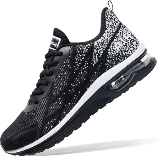 Autper Mens Athletic Running Tennis Shoes Lightweight Sport Gym Jogging Walking Sneakers(Blackwhite US 12.5)