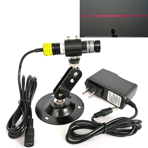 638nm Red Line Light Module Generator Projector Marker Locator for Cloth Sawmill Wood Stone Tiles Alignment (+AC-DC adpter+Holder, Red Line)