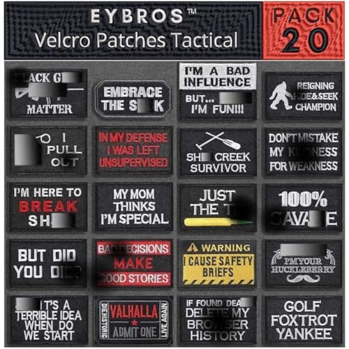 Eybros Tactical Morale Patch, 20 Bundle-Set, Military Patches Funny for Backpacks Hat Army Gears Etc.