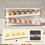 WACOI Auto Rolling Fridge Egg Organizer, Space Saving Eggs Dispenser for Refrigerator Storager with Lid,Egg Holder for Fridge 2 Pack