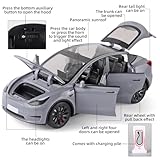 OANMYJJO Toy Cars Y 1/24 Zinc Alloy Diecast Metal Model Car, Pull Back Toy Model with Light and Music, Suitable for Children Aged 3 and Above as Gifts(Grey)