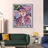 5D DIY Flower Feast Girl Diamond Painting Kits, Full Square Drill Fairy Diamond Art, Diamond Dots for Adults, Paint by Diamonds for Beginner, DIY Gem Crafts Home Wall Decor (16X20inch/40X50cm, AZ3010)