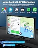 Portable Wireless Carplay Screen for Car: CarPlay & Android Auto Car Play Screen with 4K Dash Cam, 1080P Backup Camera, GPS Navigation/Mirror Link/AirPlay/Voice Control - 9 inch