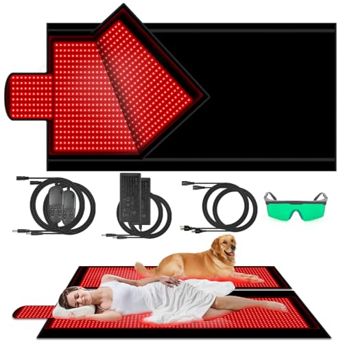 84.6'' X 33.5'' 2680 Pcs LED Red Light Therapy Mat Full Body Sleeping Bag, Extra Large 650nm 850nm Red and Near Infrared Light Therapy Bed Blanket Device with 3 Mode & 9 Timer, Pain Relief, Detachable