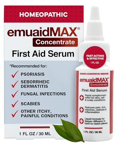 emuaid EMUAIDMAX Concentrate Homeopathic First Aid Serum, All-Natural Solution for Itchy, Painful Skin Conditions, Targets Psoriasis, Eczema, Folliculitis, Nail Fungus, Seborrheic Dermatitis, 1oz