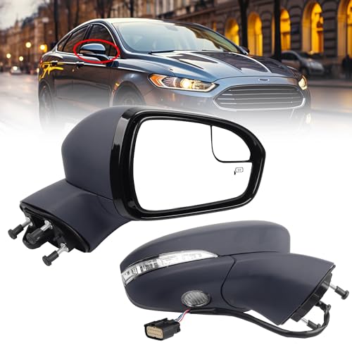 Dasbecan Right Passenger Side Mirror Assembly Compatible with Ford Fusion 2016-2020 Power | Heated | Turn Signal | Puddle Light | Manual Folding | FS73-17682 | Paintable | 7Pins