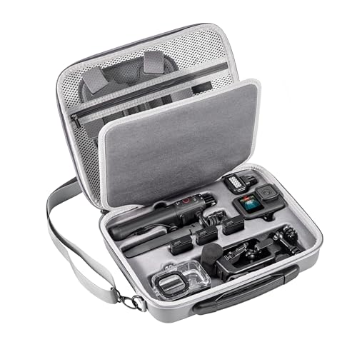 Carry Case for GoPro Hero 13/12/11/10/9/8/7 Carrying bag Accessories Double Layer Travel Storage for DJI Osmo Action 5 pro Compatible with AKASO EK7000/Brave 7 Chest Mount, Media Mod, Volta