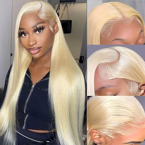 NICILK 34 Inch 613 13x6 Lace Front Wig Human Hair 200 Density 613 Lace Front Wig Human Hair Straight Blonde Wig Human Hair 13x6 HD Lace Frontal Wigs Human Hair Pre Plucked With Baby Hair