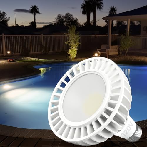Litezone Pool Light Bulb: PAR38 110V-240V 50W LED Pool Light for Inground Pool, 6500K Daylight White Pool Lighting, E26 E27 Replacement for Pentair Hayward 10 inch Pool Light Fixture