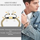 WP WEPICK Gold Bracelets for Men 18K Gold Plated Franco Link Chain Gold Stainless Steel Bracelet, Adjustable Bracelet Men Gold, Non Tarnish Mens Jewelry Birthday Gift Gold