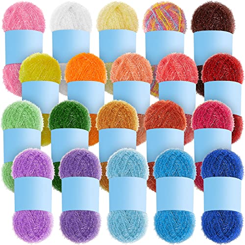 Amylove 20 Skeins Scrubby Yarn for Dishcloths Assorted Colors for Crocheting Polyester Scrubby Assortment Pastel Yarn for Knitting Dishwashing Dishcloths Craft Project(Candy Color)