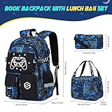 Scothen Boys Backpack, Cool Luminous School Backpacks for Boys with Lunch Bag Pencil Case, Kids Backpack Kindergarten Elementary Middle School Book Bags for Teen Boys Children with USB Charging Port