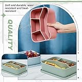 Ziliny 4 Pcs Silicone Bento Box Reusable Lunch Container Smooth Leak Proof Lunch Box Rectangle Bento Boxes for Adult Work Travel Food Meal Compartment Storage, 4 Colors (Classic Colors)