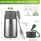 Blockhütte Thermos For Hot Food I 34 oz I 14h Hot Food I with Spork, Vacuum Stainless Steel Thermal Lunch Box, Leakproof Soup Thermos for hot Food, Wide Mouth insulated Food Jar, Food Container