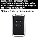 ontto Leather Key Fob Cover Compatible with Renault Smart Remote Keyless Entry Stylish Car Key Holder Metal Frame Key Case Fit for Renault Clio/Espace 5 / Master Bus/Talisman/Megane (IV/4) Black