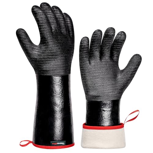 ThermoPro 932°F Heat Resistant BBQ Gloves, 14" Waterproof Oven & Grill Gloves, Oil & Slip-Resistant Neoprene Heat Gloves for BBQ, Fire Pit, Rotisserie, Smoker Accessories Gifts for Men and Women