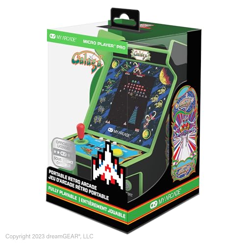 My Arcade Galaga Micro Player Pro: Arcade Classics 2 Games in 1, Retro Mini Arcade Machine, Playable 6.75 Inch Collectible, Color Display