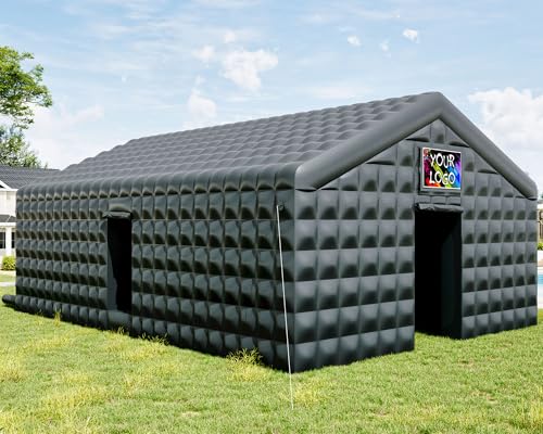 Albott 30x20x14 FT Large Black Inflatable Night Club Tent for Adults with 2 Side Doors, Inflatable Nightclub with Logo Area Gazebo Event House for Wedding Birthday Backyard Party