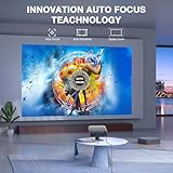 [Netflix Officially&AI Auto Focus]AuKing Smart Projector with Wifi and Bluetooth,Auto Focus&Keystone Projector 4K, 3D DoIby Audio, 800ANSI Outdoor Projector with Omnidirectional Rotating Stand(Grey)