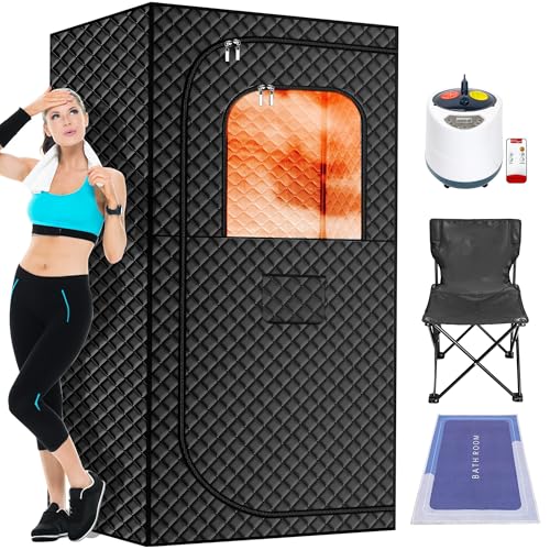 MIXC Portable Steam Sauna Box, Portable Sauna for Home, Person Sauna Tent Sauna Box at Home Spa with 2.6L & 1500W±10%, Remote Control, Folding Chair, Home Sauna for Gym,Pilates,Garage,Hot Tub