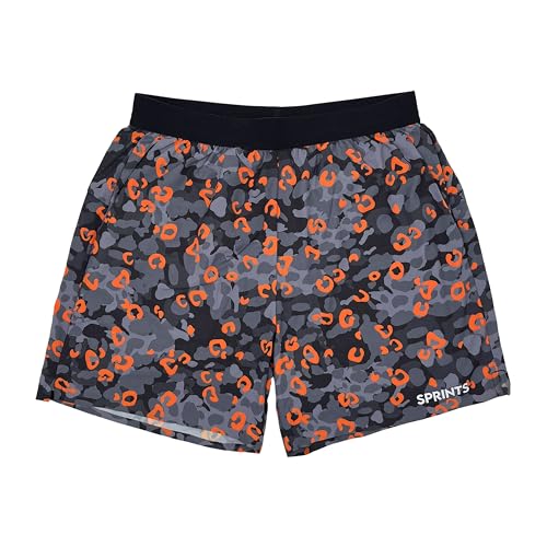 Sprints Mens 2-in-1 Running Shorts, 5 inch Quick Dry Athletic Shorts w/Pockets, Breathable, 4-Way Stretch for Gym & Workout (US, Alpha, Large, Regular, Regular, Jag Camo Blaze)