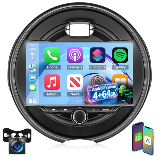 Upgrade 4G+64G Car Stereo for BMW Mini Cooper F55 F56 F57 2014-2019 (5 Door with OEM Nav Screen) with Wireless Carplay/Android Auto - 9 Inch Android Touchscreen Radio with WiFi, GPS, 32EQ DSP, SWC