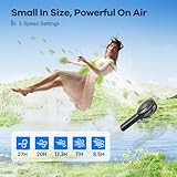 HandFan Upgraded Handheld Fan, 5 Speeds Strong Airflow Hand Fan [Max 27 Working Hours], 180° Foldable Compact Design Personal Fan Handheld with Portable Charger for Travel/Disney/Concerts/Women(Black)