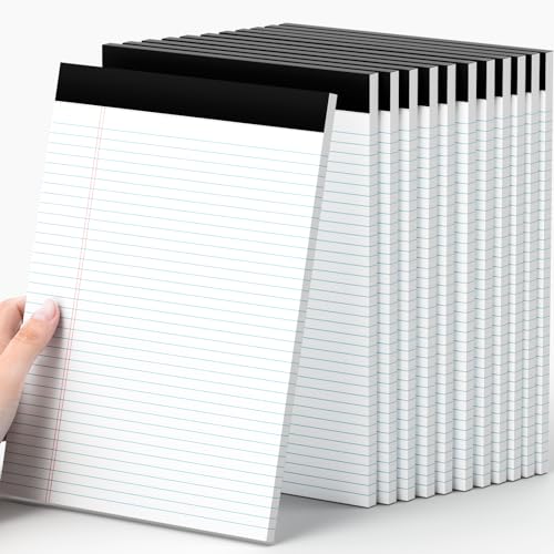 AILZFEI 12 Pack of Legal Pads 8.5 x 11.75 College Ruled Notebook White Paper Note Pad Narrow Ruled 30 Sheets Notepads Perforated Writing Pad Clear Print 8x11 Legal Pads Pads of Paper
