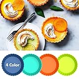 Webake 8 Pack Silicone Tart and Pie Molds, 5 Inches Silicone Round Mold Individual Small Fluted Cake Pans Mini Quiche Tart Pans for Baking