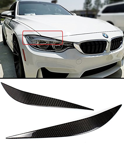 Cuztom Tuning Pair of Carbon Fiber Headlight Eye lid Cover Eyebrows Compatible for 2012-2019 BMW F32 F33 F36 & F80 F82 F83 M3 M4