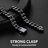 Mens Cuban Link Chain, Black Miami Cuban Chain Necklace for Men, 9mm Wide Hip Hop Mens Jewelry, 22"