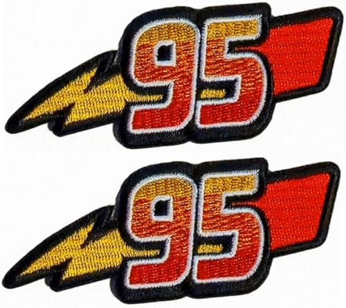 95 Thunderbolt Racing McQueen Embroidered Patch- 2pc Iron on or sew 3.5" X 1.5" D024