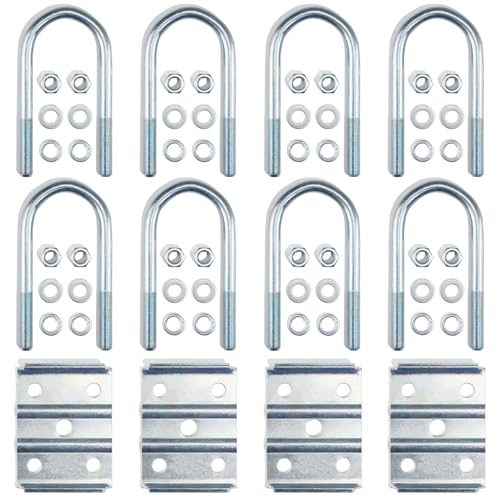 GREPSPUD 2Sets Trailer U Bolt Kits for 3500 lbs 2-3/8" Round Axle, 6-1/4" Long, 1/2” Diameter, Trailer Axle U-Bolt Leaf Spring U Bolts Kit for 3,500lbs