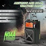 Portable Shortwave Radios with NOAA Weather Radio, Greadio 14800mWh Digital Radio AM FM with Bluetooth 5.4, Crank/Solar/USB Charging, Support USB/TF, Power Bank/SOS/Flashlight for Outdoor, Emergency