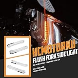 HCmotorku Motorcycle Front LED Flush Fork Turn Signals Light Running Light Brackets Fit for Harley Touring Road King Street Gilde Electra Glide 1998-2023 Chrome