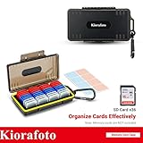 Kiorafoto SD Card Case with 36 Pack Individual Clear Plastic Memory Card Holders for 36 SD SDXC SDHC Cards,Water-Resistant Anti-Shock Anti-Dust SD Card Carrying Organizer Storage Protector with Labels