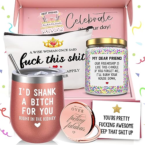 Birthday Gifts for Women Best Friends,Friendship Gifts for Women Her BFF Female Friends Bestie Sister Gift Basket from Sister Lavender Scented Candles 12oz Tumbler