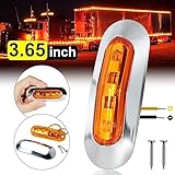 PSDRIQQ 20Pack DC12-24V 3.7 Inch 4 LED Trailer Marker Lights Clearance Light Front Rear Side Indicators Lamp with Chrome Bezel Universal for Truck RV Camper Van Caravan Boat - Amber