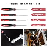 Auto Trim Removal Tool Set Pry Tool Kit, Door Panel Removal Tool, Fasteners Remover,Automotive Hook Set, Car Auto Oil Seal/O-Ring Seal Gasket Mini Precision Hooks - 9pcs Red